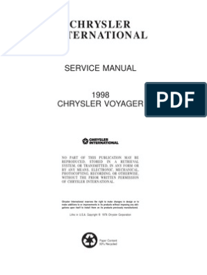 Chrysler Voyager Service Manual | Pdf | Motor Oil | Screw
