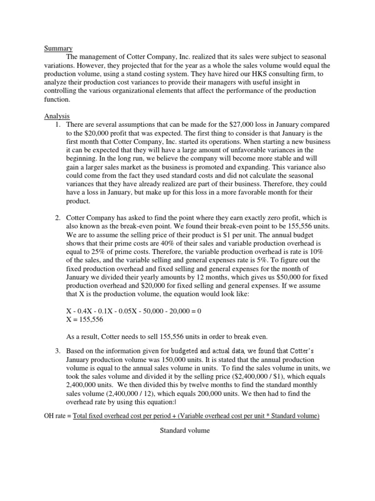 203 Cotter Company PDF Variance Inventory