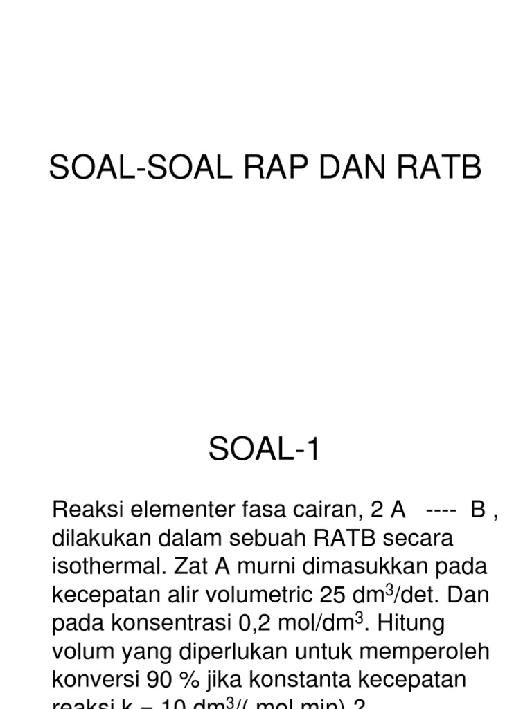 Perhitungan Volum Reaktor RATB dan RAP | PDF | Memasak, Makanan ...