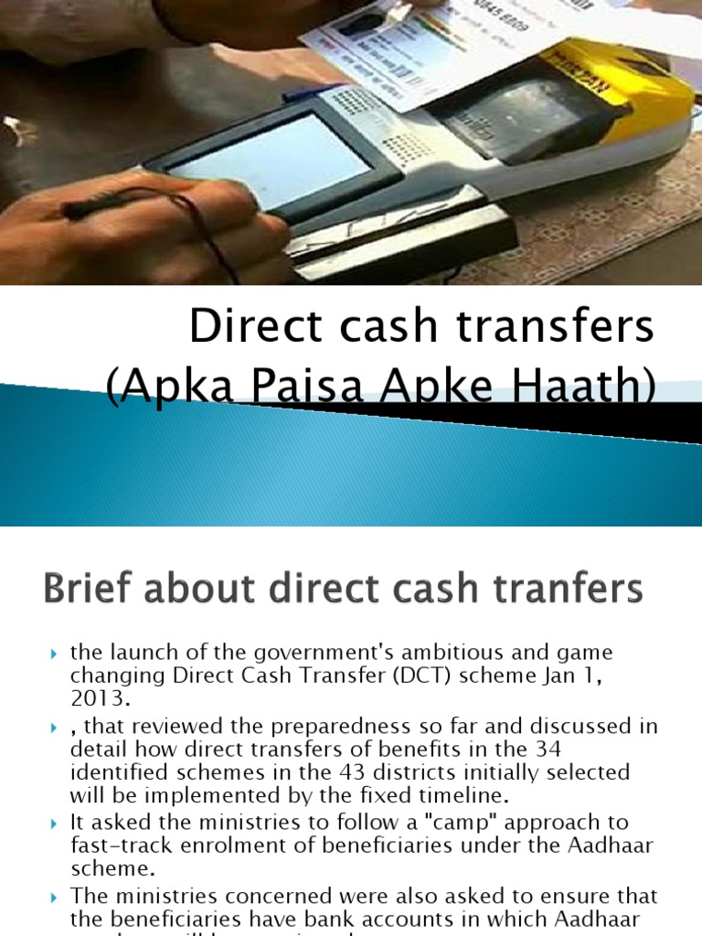 Direct Cash Transfers: A Game Changer | PDF | Cash Transfers | Reserve ...