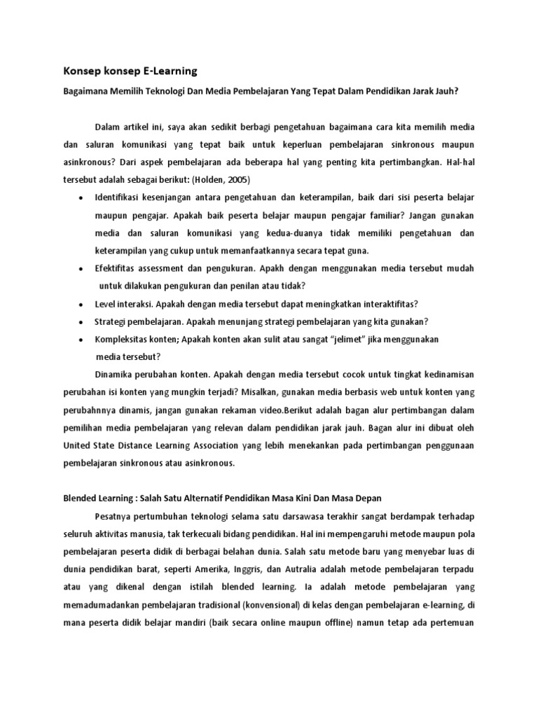 Konsep Dasar ELearning Dan Apa Itu ELearning PDF