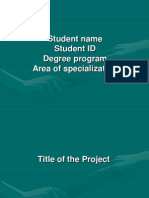 Student Name Student ID Degree Program Area of Specialization