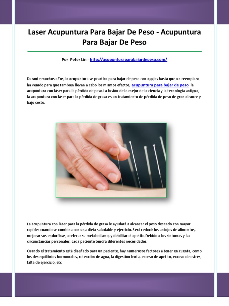 Acupuntura para Bajar de Peso | PDF | Ejercicio físico | Láser