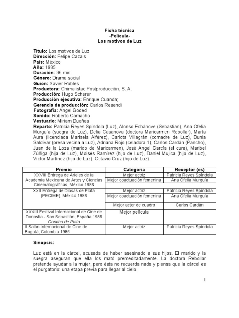 Motivos de Luz | PDF | Cine | Thriller y crimen