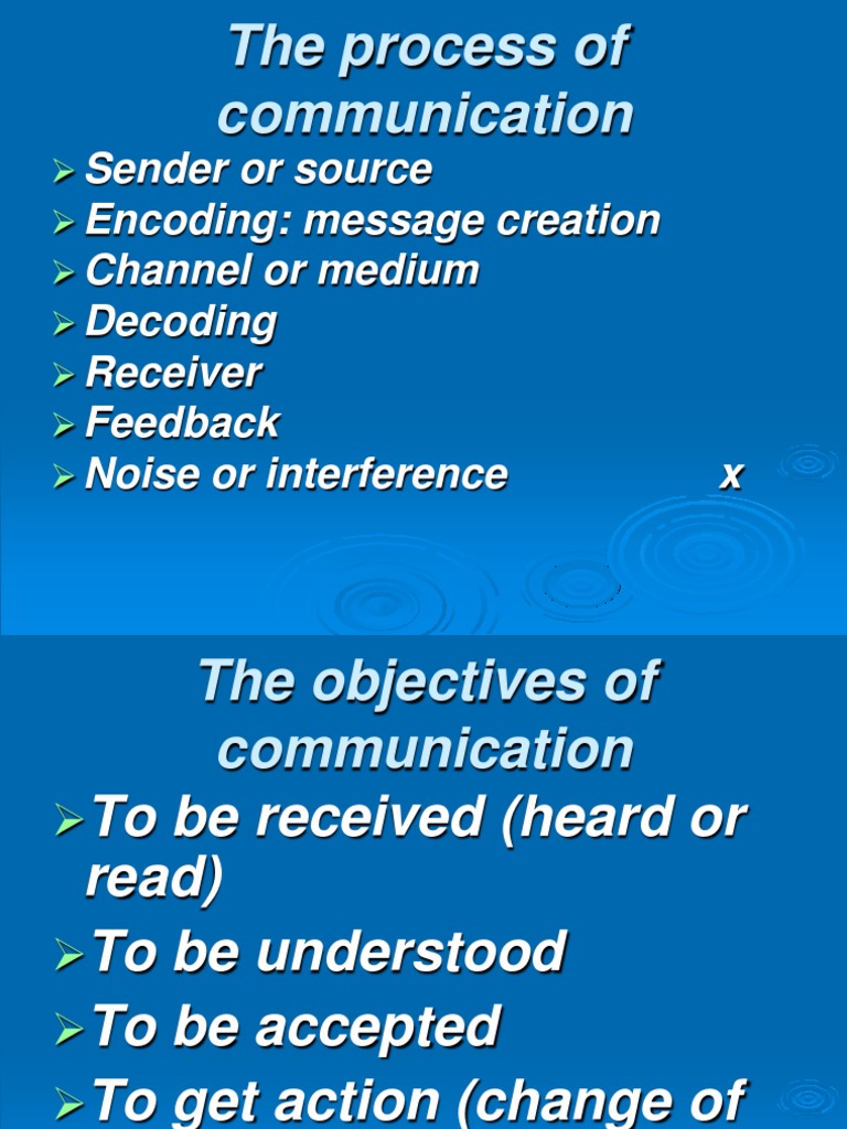 Sender or Source Encoding: Message Creation Channel or Medium Decoding ...