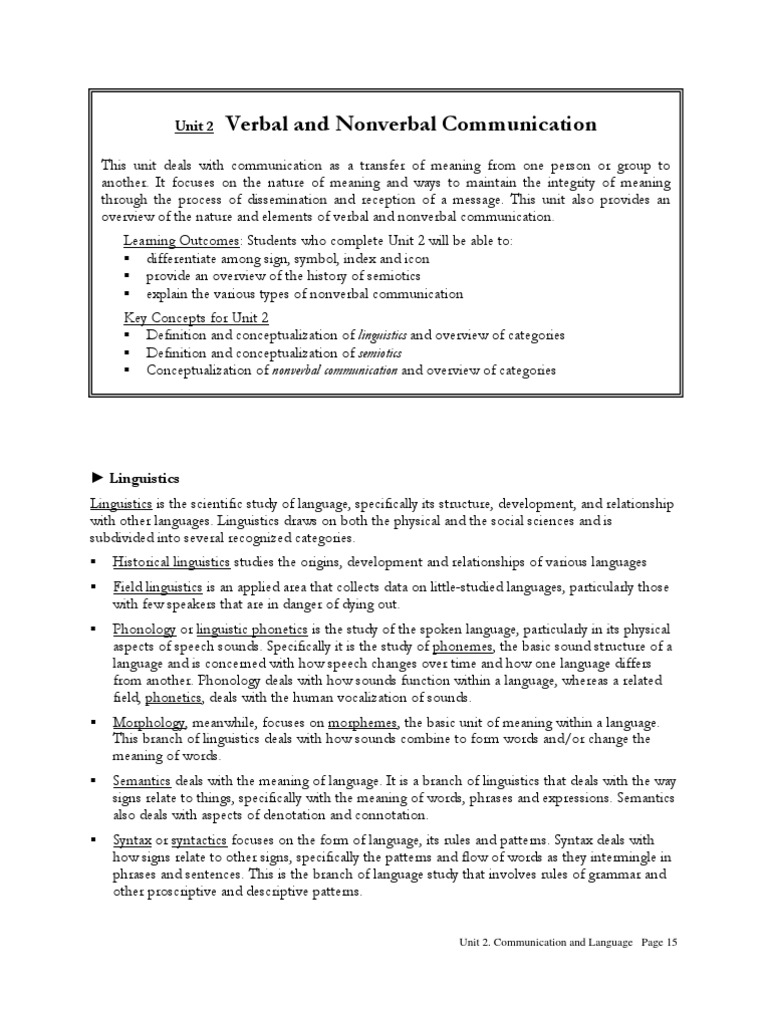 Verbal and Nonverbal Communication Overview | PDF