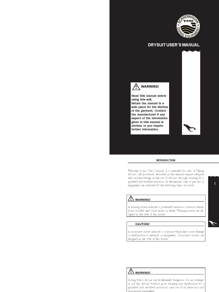 Viking Dry Suit Manual English 0306 | Scuba Diving | Adhesive