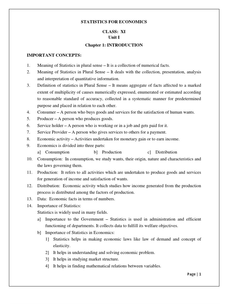 Statistics in Economics for Class XI | PDF | Correlation And Dependence ...