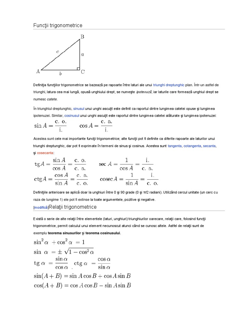 Funcţii Trigonometrice