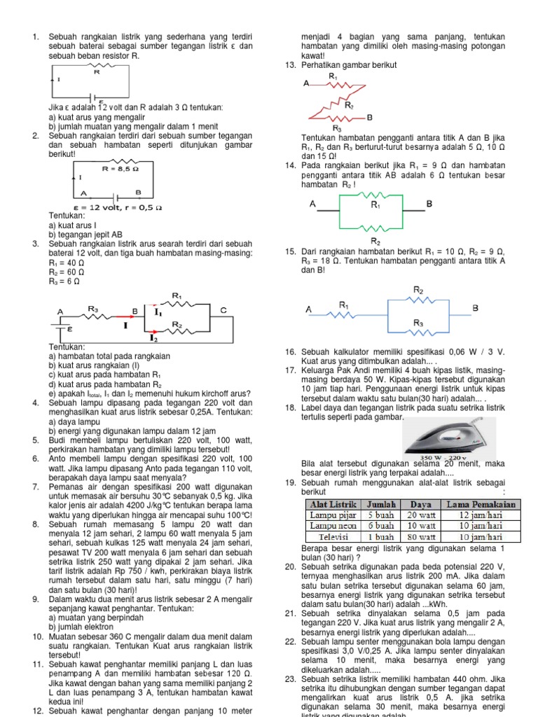 Soal Fisika Listrik Dinamis Print Soal Fisika Listrik Dinamis Print