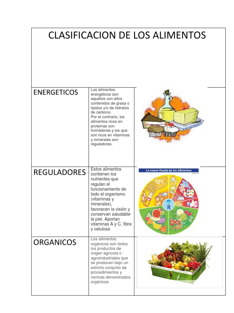 Clasificacion de Los Alimentos