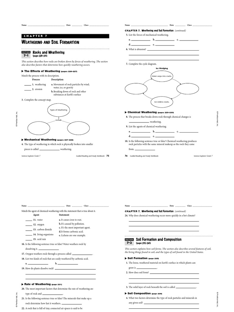 Worksheets Prentice Hall Physical Science Concepts In Action Worksheets workbooks prentice hall physical science concepts in action weathering and erosion gn review glacier