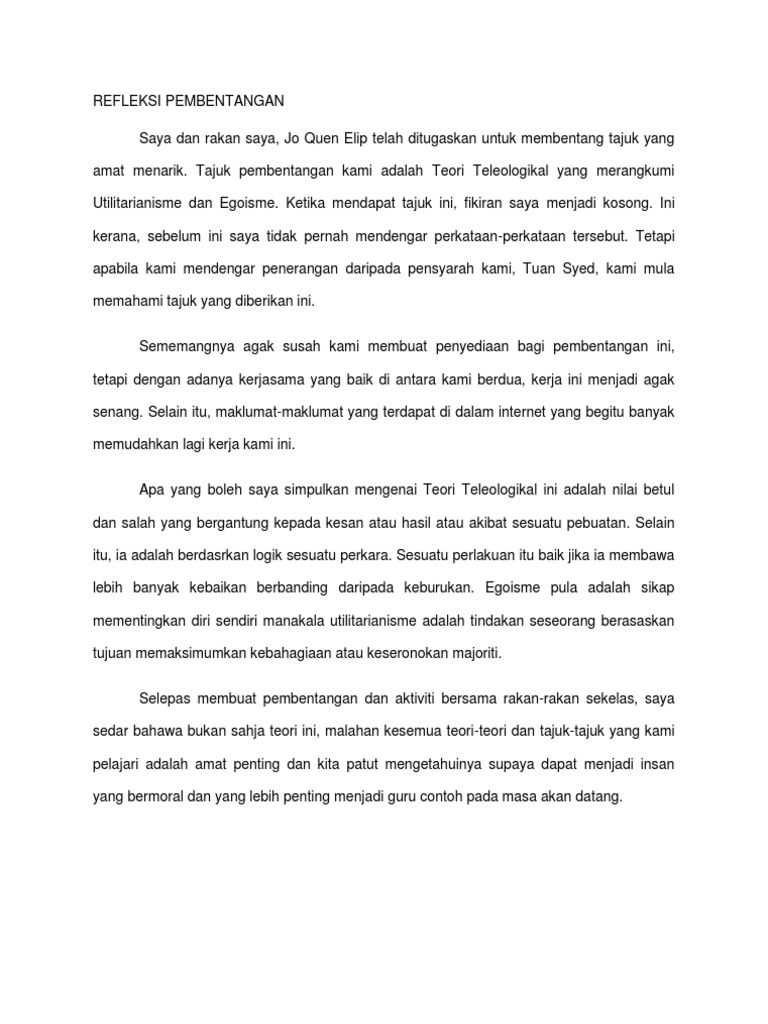 Refleksi Pembentangan Pdf