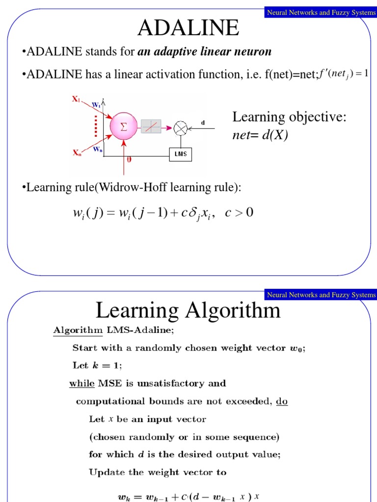 Adaline and Madaline Neural Networks | PDF | Teaching Methods & Materials