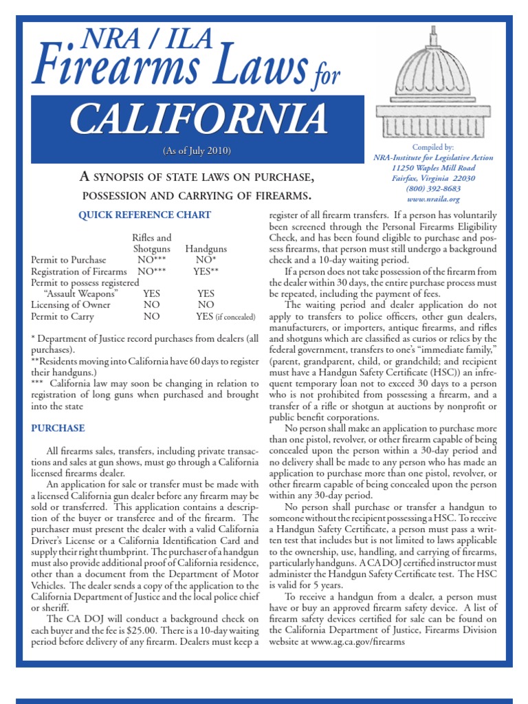California Gun Laws Handgun Assault Weapon