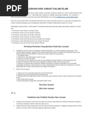 Kelebihan Hari Jumaat Dalam Islam Pdf