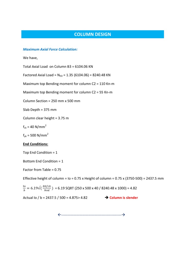 Column Design: Maximum Axial Force Calculation | PDF | Teaching Methods ...