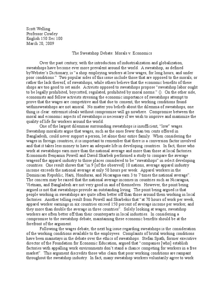 Conclusion for sweatshops essay image