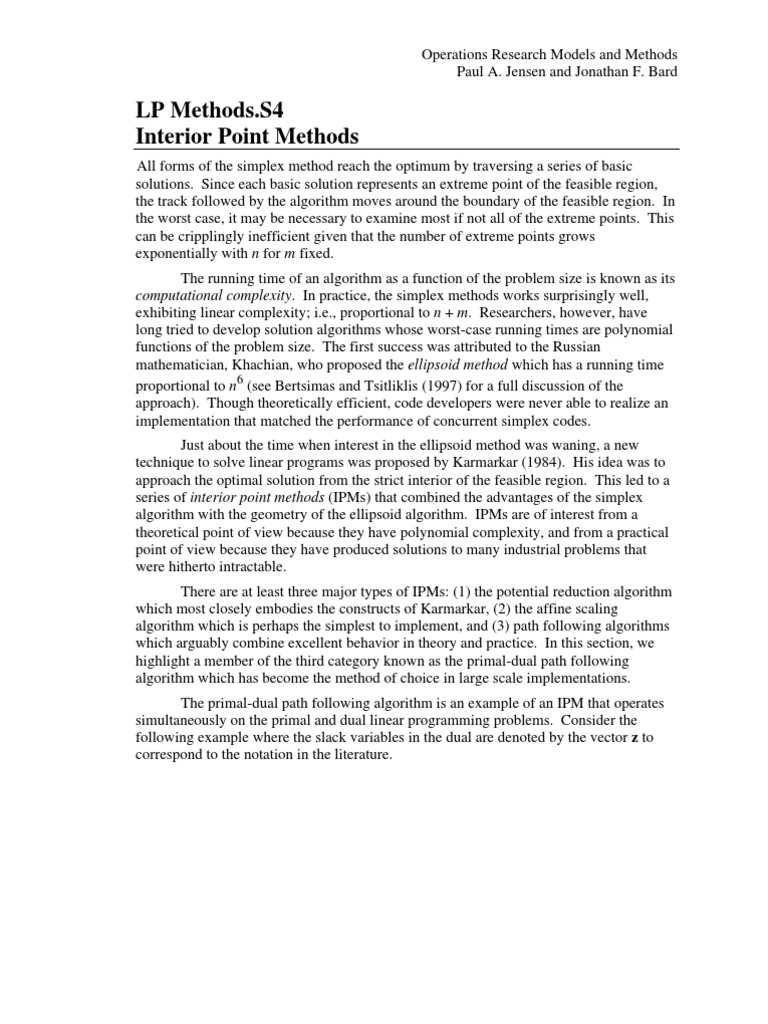 LP Methods.S4 Interior Point Methods | PDF | Linear Programming ...