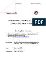 COMENTARIOS A LA NORMA TÉCNICA DE EDIFICACIÓN E.070  ALBAÑILERIA