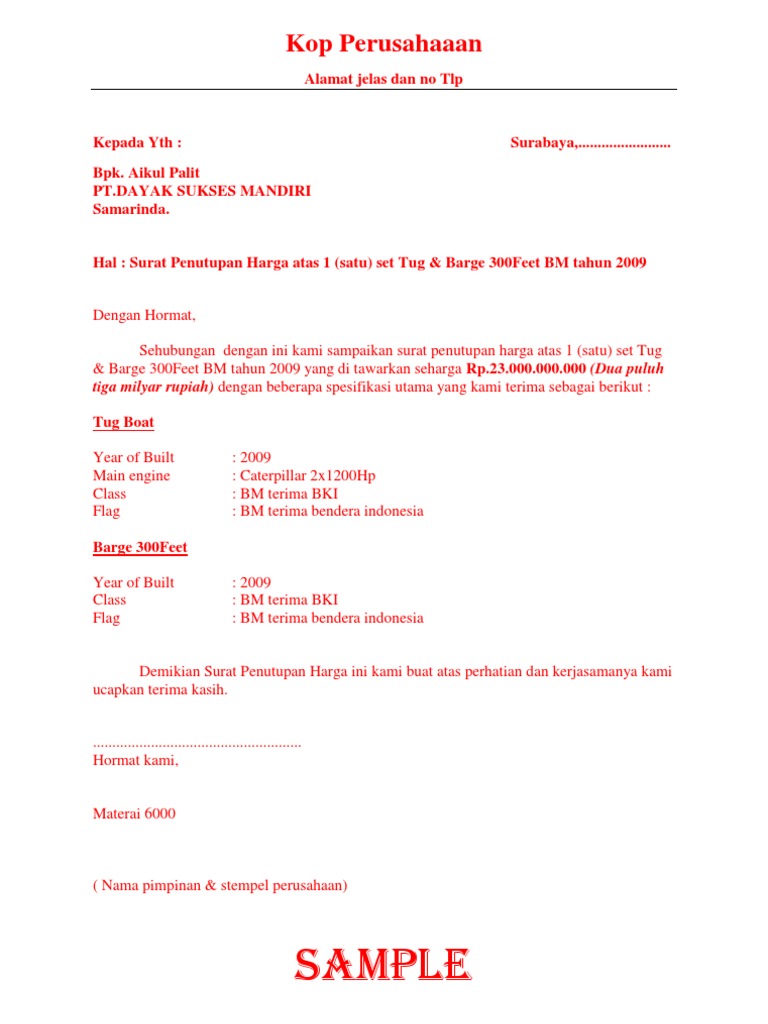 Contoh Dokumen SPH Putra