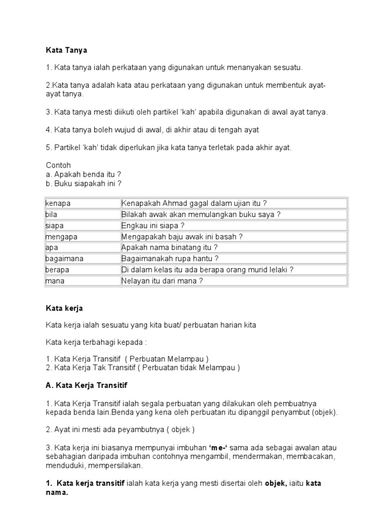 Kata Tanya Dan Kata Kerja Pdf
