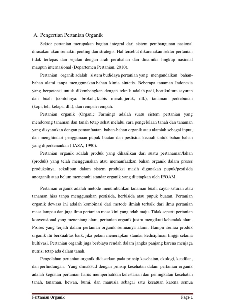 Pengertian Pertanian Organik