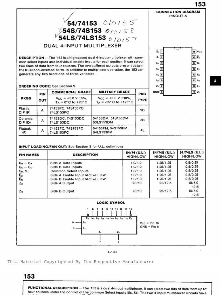 74153 Multiplexer Datasheet | PDF | Law