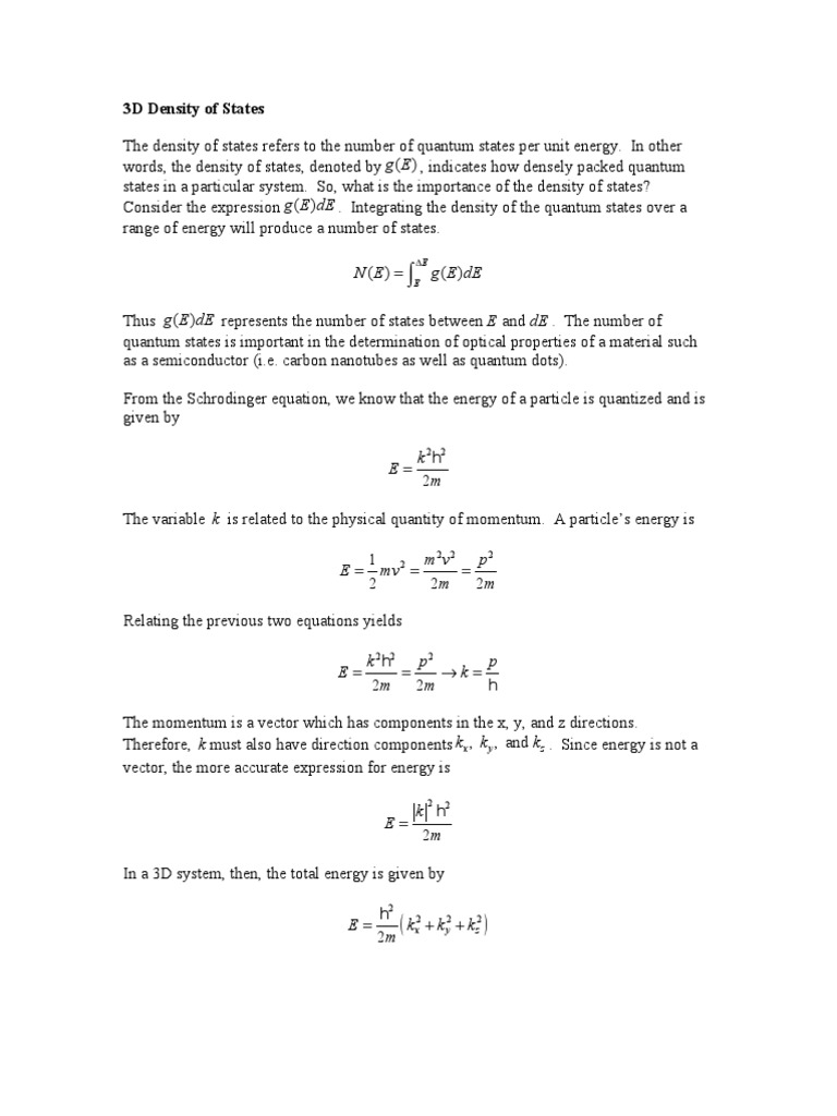 3D Density of States | PDF | Sphere | Wave Function