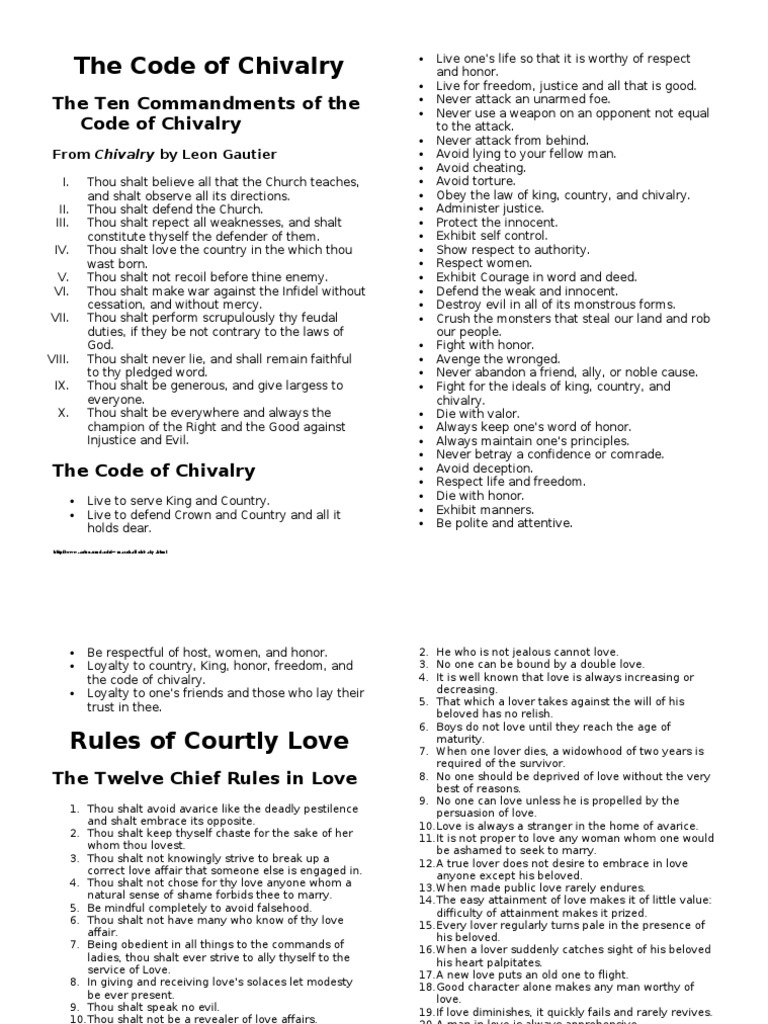 The Code of Chivalry PDF Chivalry Romance (Love)