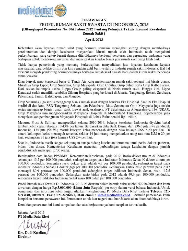 PROFIL RUMAH SAKIT SWASTA DI INDONESIA, 2013
