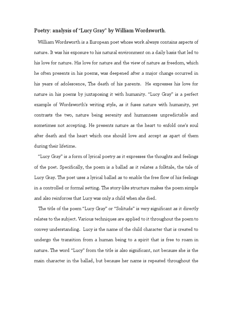 Lucy gray poem pdf image