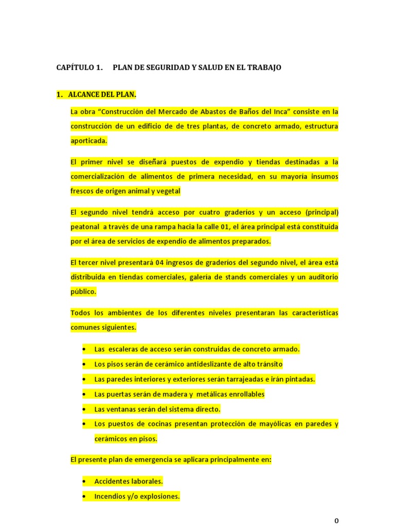 Plan de Seguridad y Salud en El Trabajo para Corregir | PDF ...