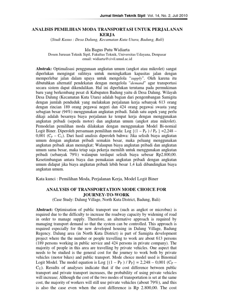 Jurnal Skripsi Teknik Sipil Transportasi