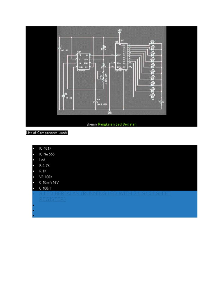 Skema Rangkaian LED Berjalan 4017 | PDF