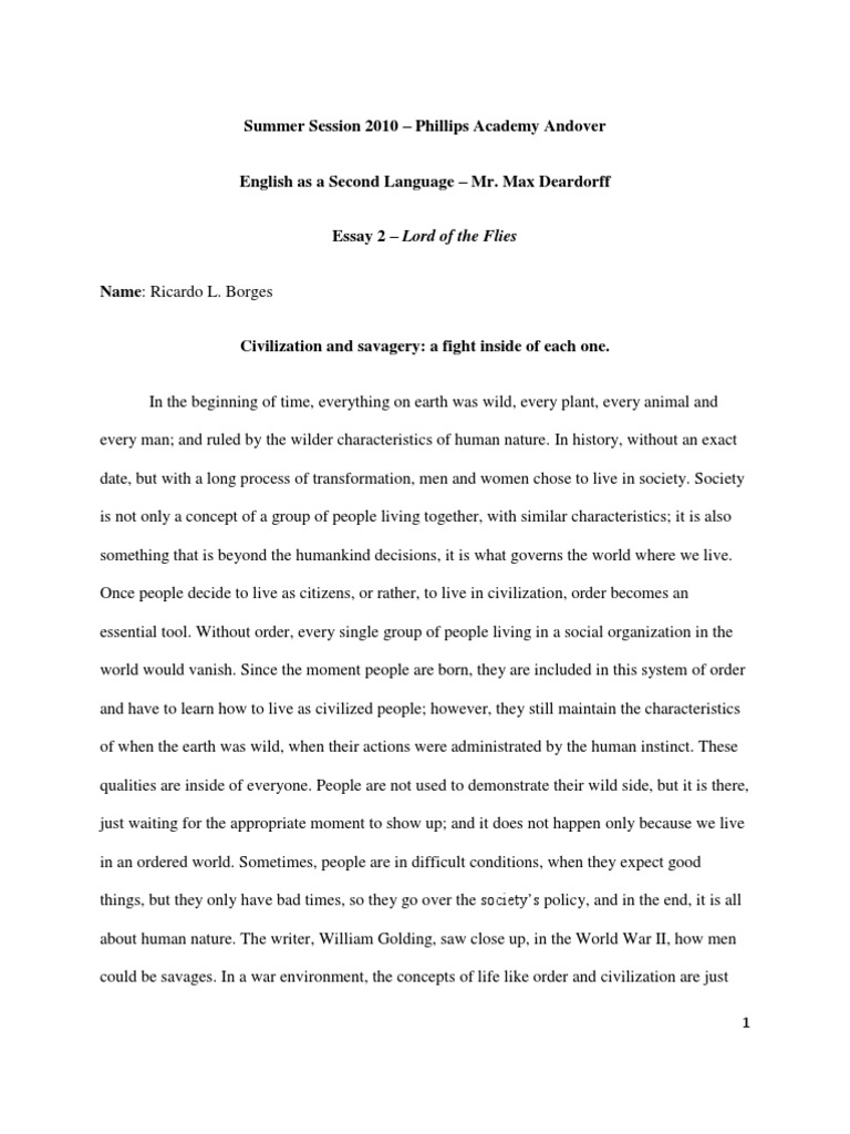 Lord Of The Flies Savage Analysis