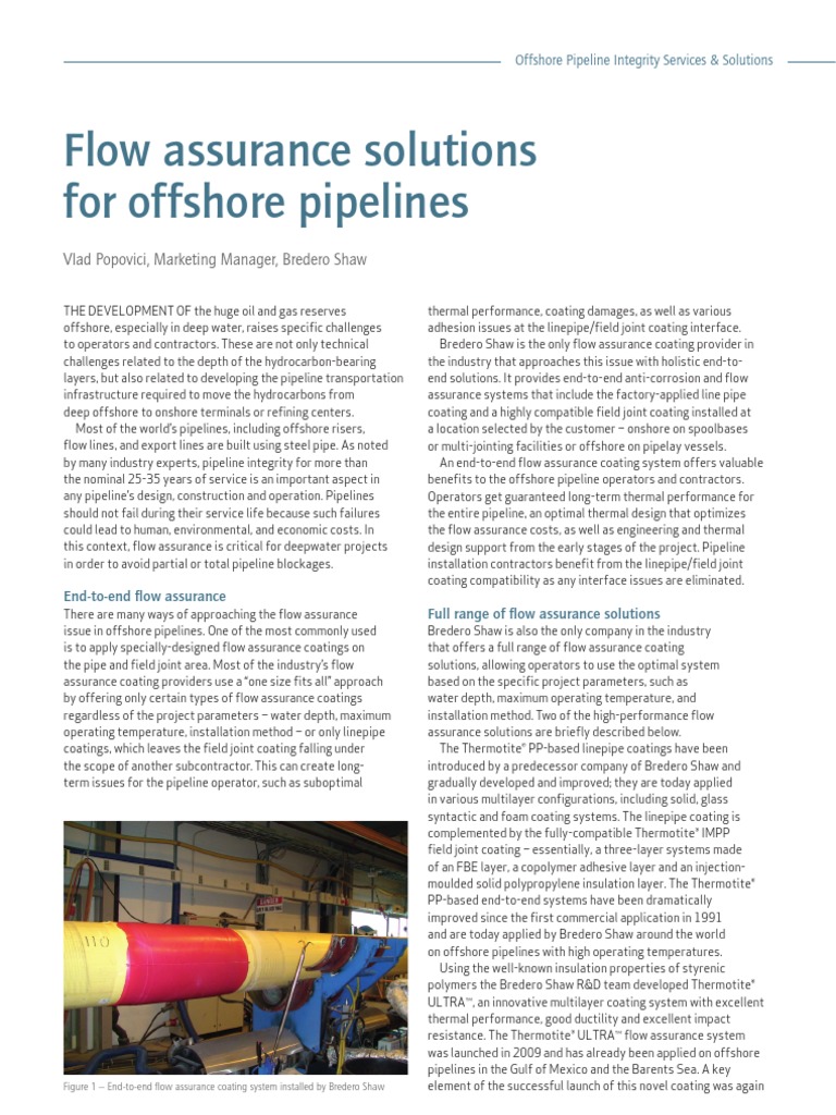 Flow Assurance Solution For Offshore Pipelines PDF | PDF | Pipeline ...