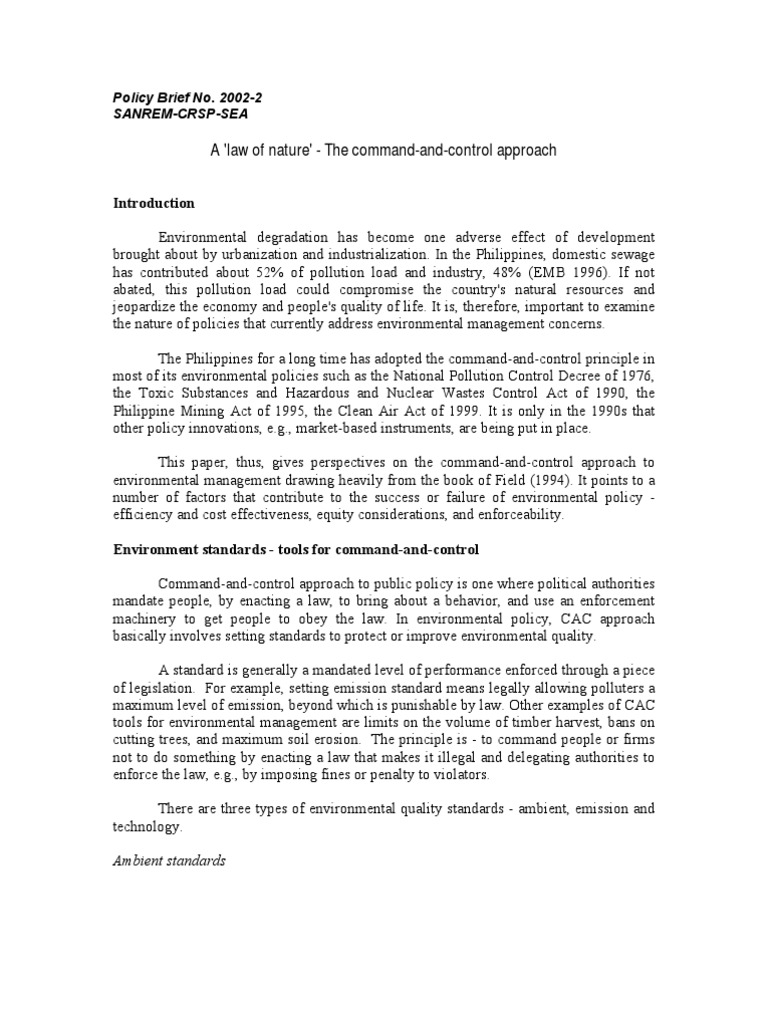 A Law of Nature Command and Control Approach PDF Emission