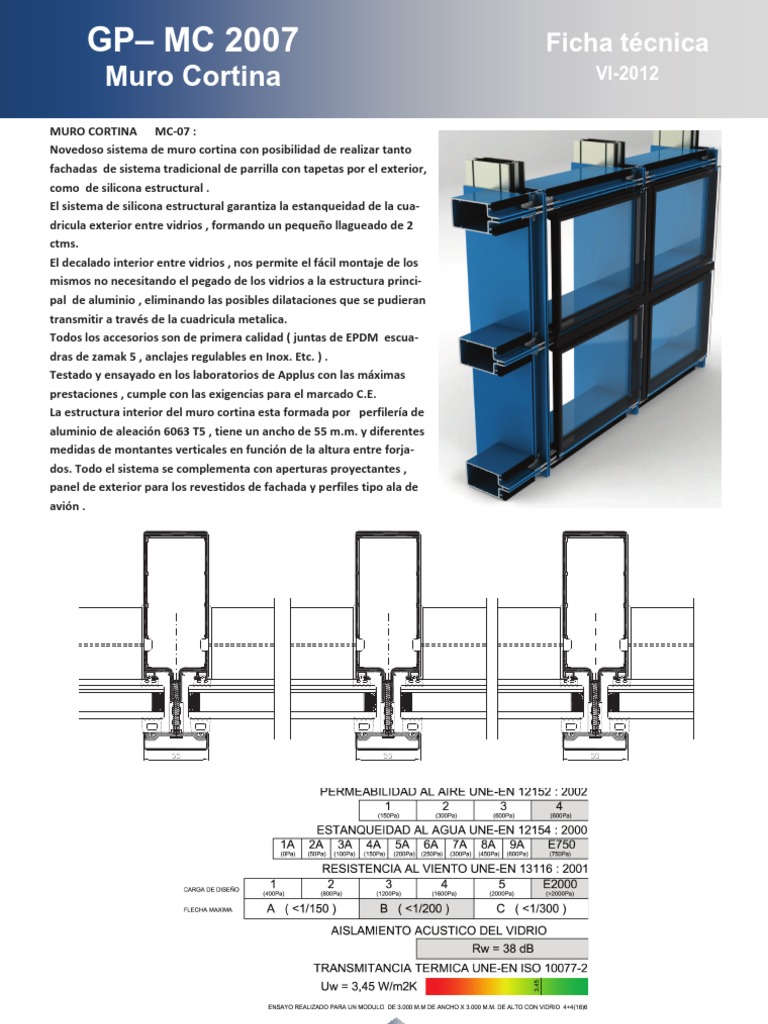 Ficha Tecnica Muro Cortina PDF | PDF | Hogar, jardinería y bricolaje, image size:768x1024