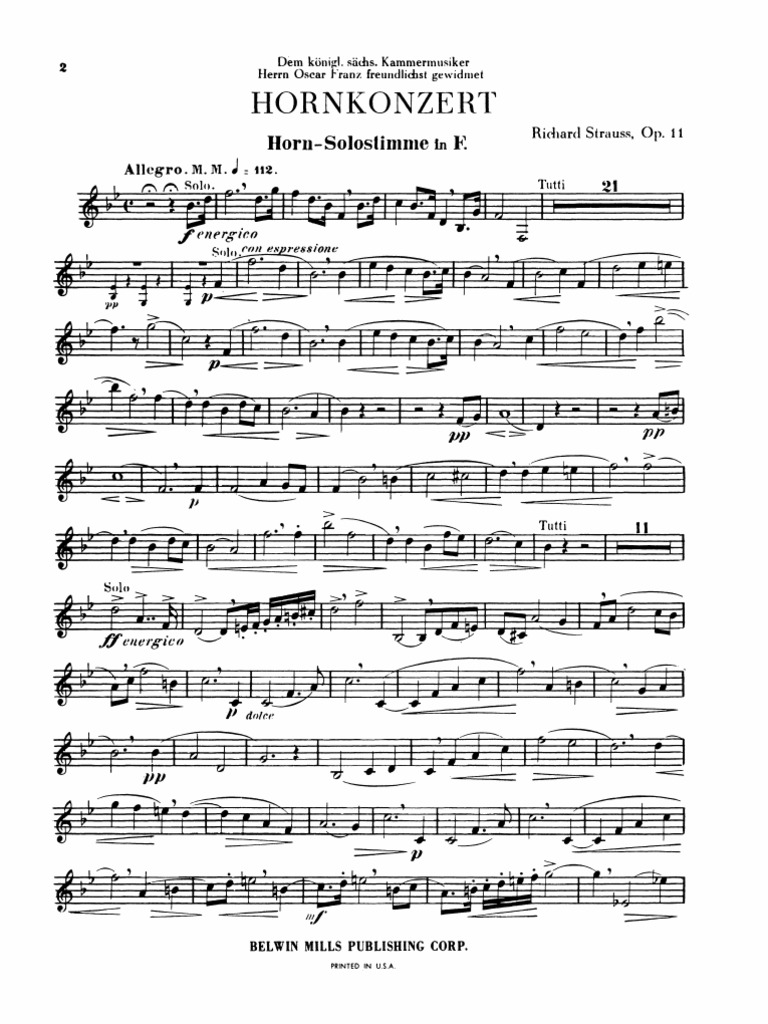 STRAUSS HORN CONCERTO NO.1 / HORN PART