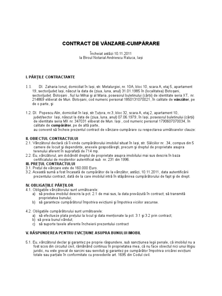 Contract De Vanzare Cumparare Imobil 2