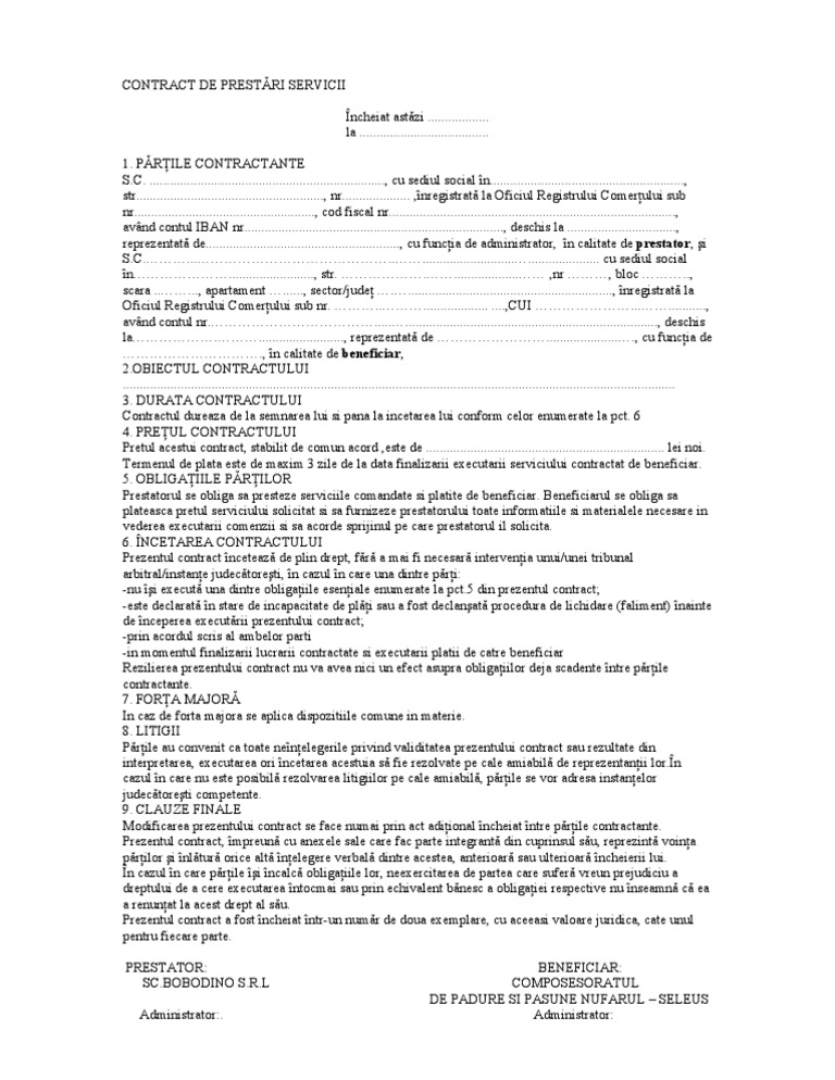 Contract Prestari Servicii
