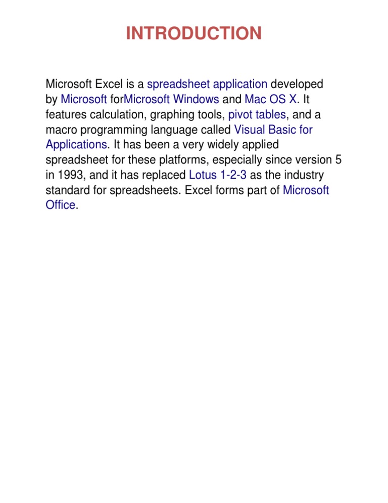 Overview of Microsoft Excel Features | PDF