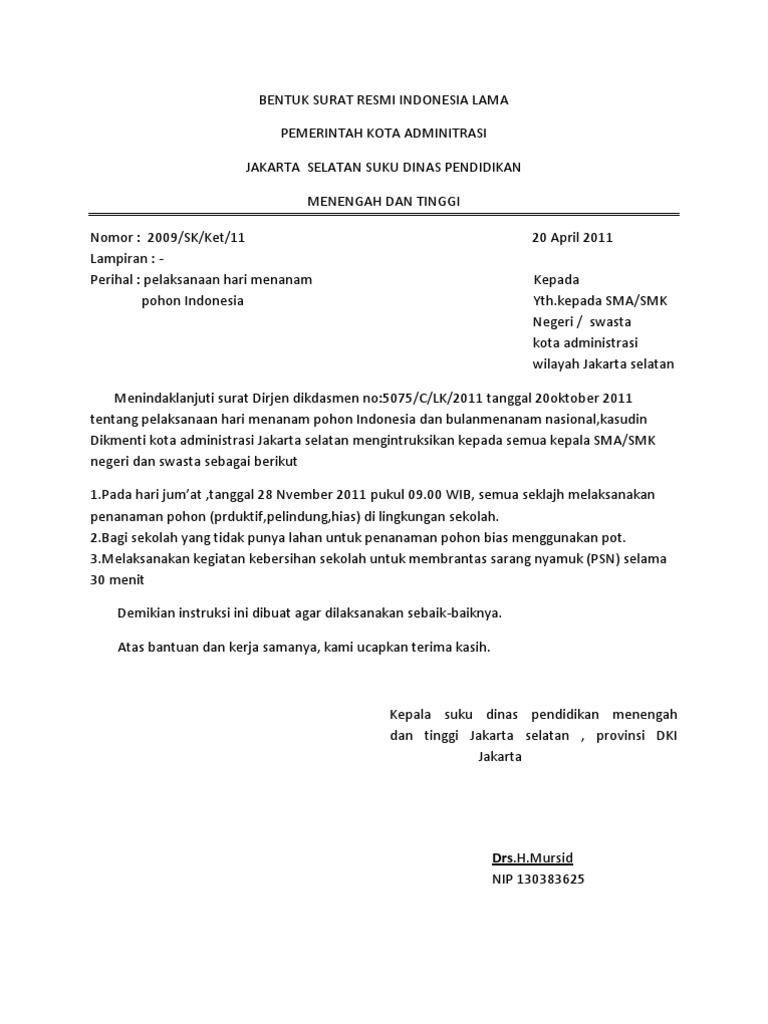 Bentuk Surat Resmi Indonesia Lama Pdf