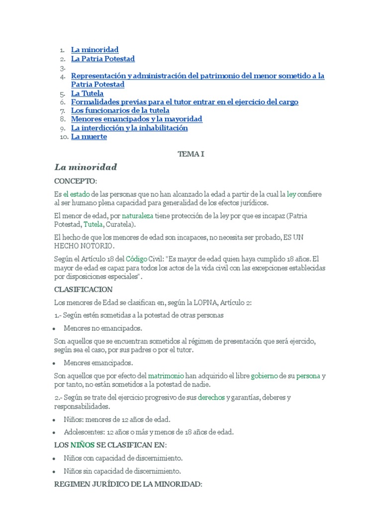 La Minoridad, Mayoridad | PDF | Divorcio | Familia
