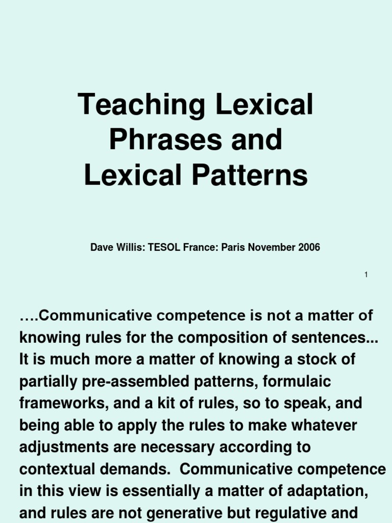 Teaching Lexical Phrases and Patterns | PDF | Phrase | Attention