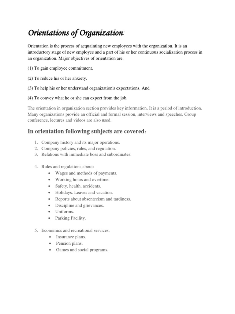 Orientations of Organization | PDF