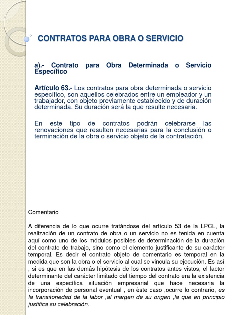 Contratos Para Obra O Servicio 2010 Derecho Laboral Pena Capital