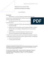 Historical Costs Versus Fair Value Measurement in Financial Accounting