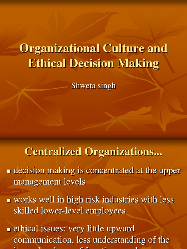 Organizational Culture and Ethical Decision Making | PDF ...